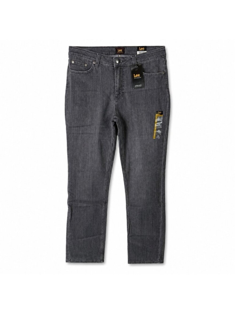 Lee Legendary Straight Leg Jeans Size 10 Washed Black Mid Rise Stretch Denim NWT